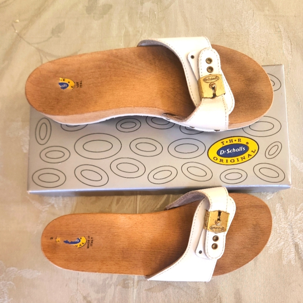 Dr. Scholl's Original Solid Wood Women's White Sandals